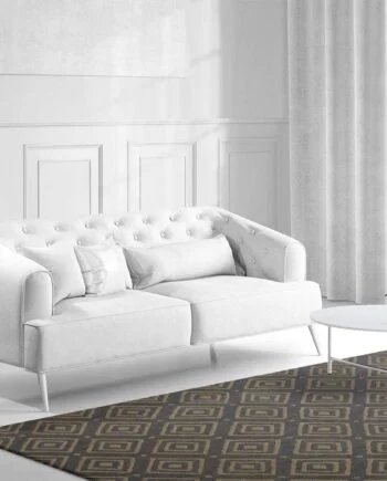 a living room filled with furniture and a large window