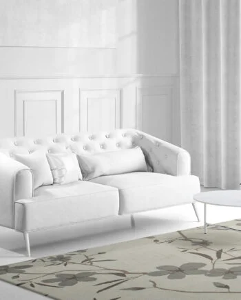 a living room filled with furniture and a large window