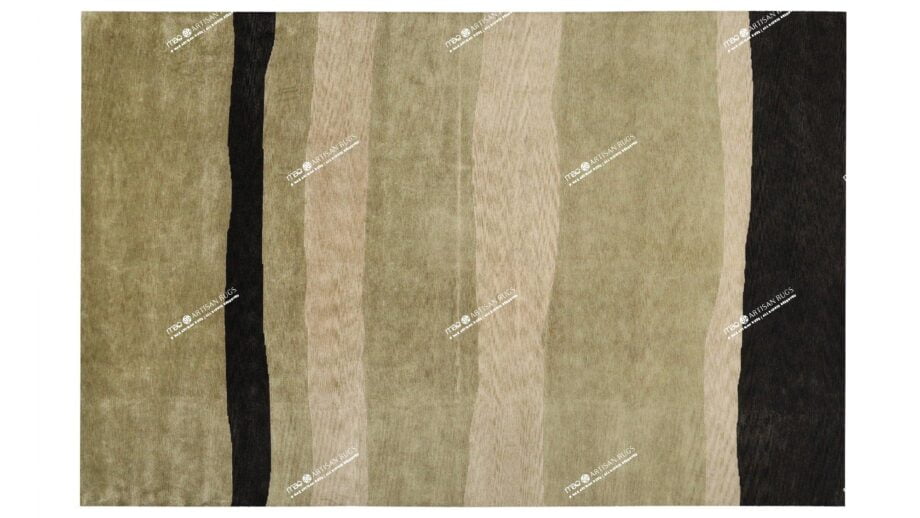 Mae Artisan Rugs | Himalaya African Stripe Green Black 1231 80 knot 2m X 3m Mae Rugs Template Top View