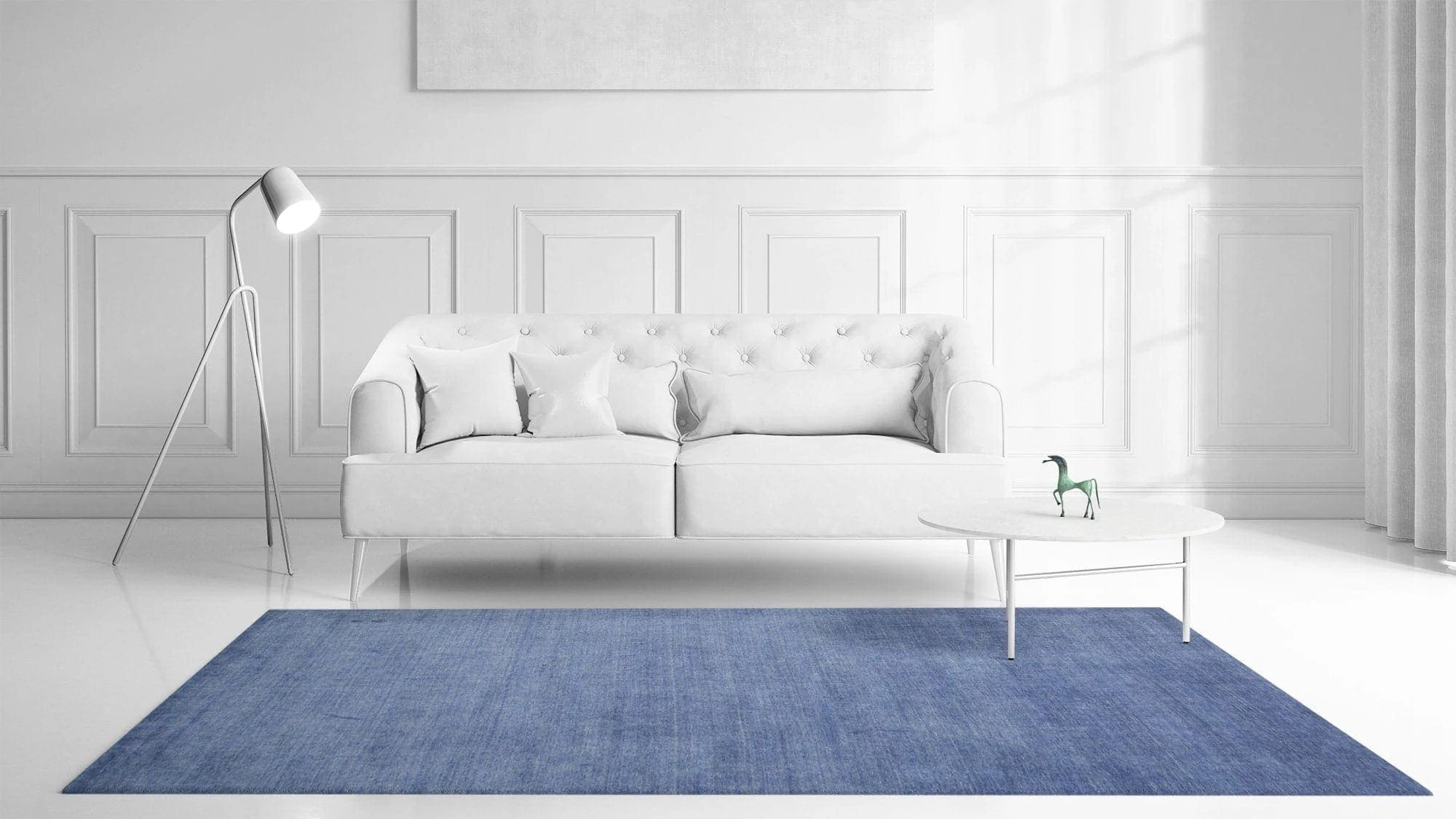 The Matt Blue bamboo silk - 2389 - 3.00 x 2.50m - 2.5m X 3m - Mae Rugs Template - Front View The Blue Matt Bamboo Silk - Image 1