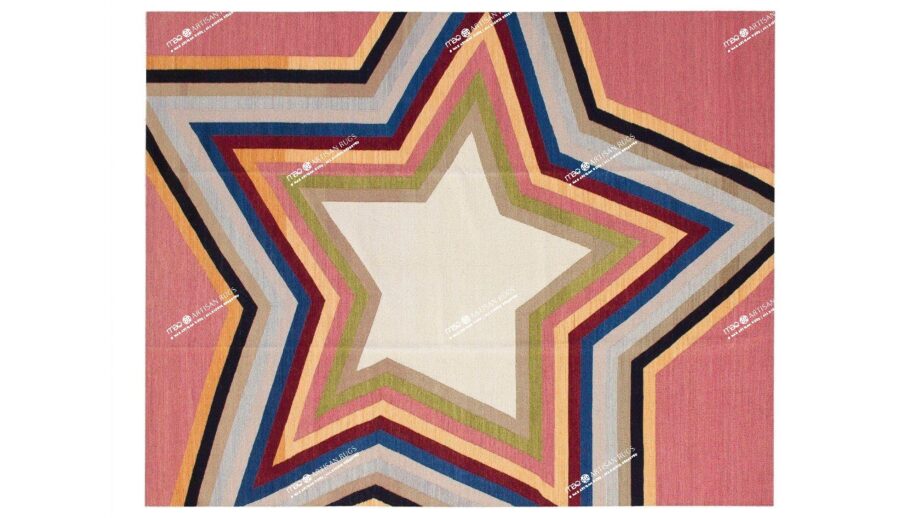 Mae Artisan Rugs | kelim star pink 11122 3.50 x 2.50m Mae Rugs Template Top View