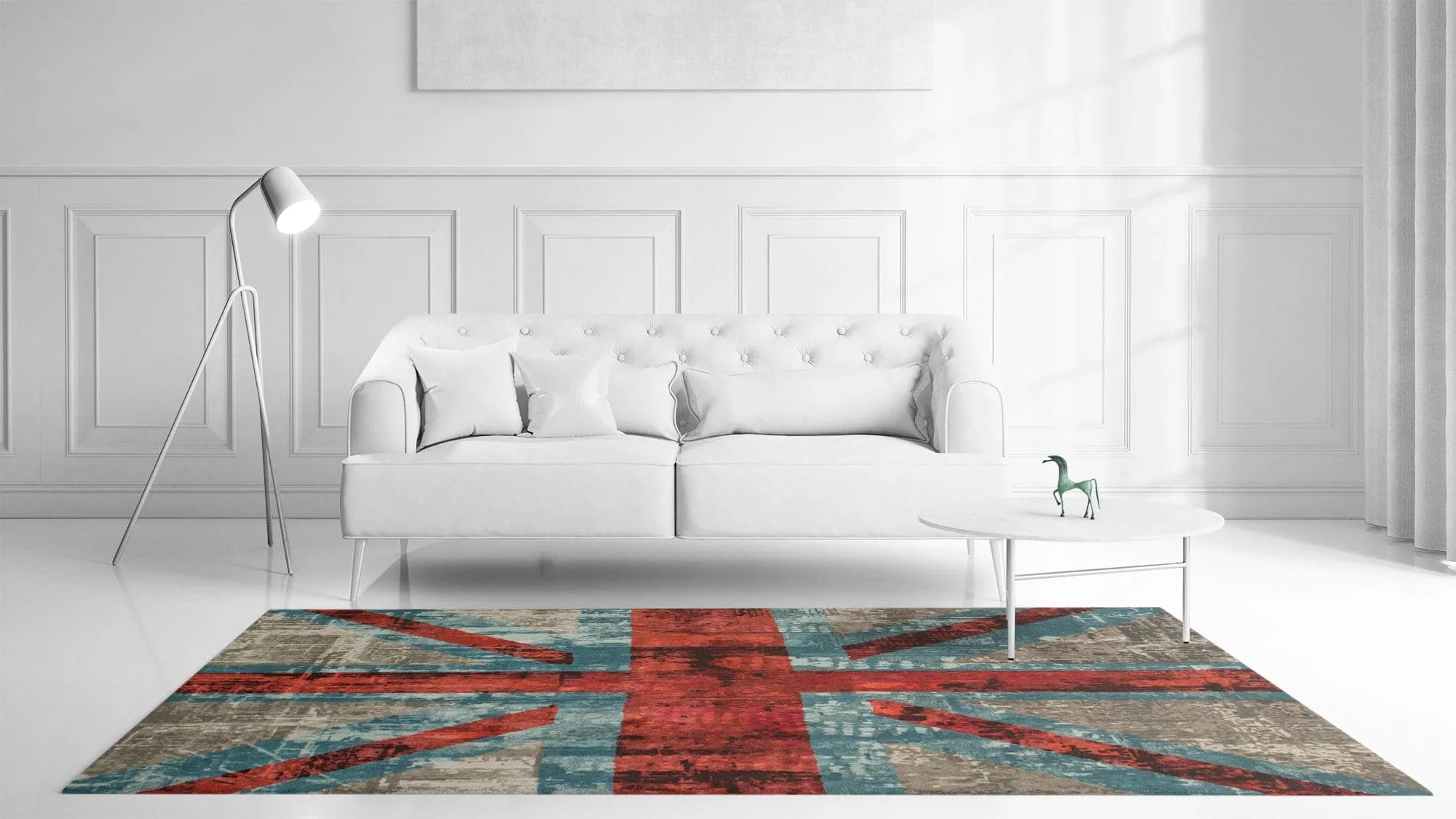 modern - The Union Jack - 1719 - 3.00 x 2.50m - 2.5m X 3m - Mae Rugs Template - Front View-Recovered a large bed in a room
