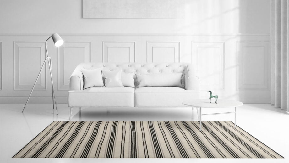 Mae Artisan Rugs | Kelim Stripes Hip Grey Black White 1281 3.00 x 2.50m 2.5m X 3m Mae Rugs Template Front View