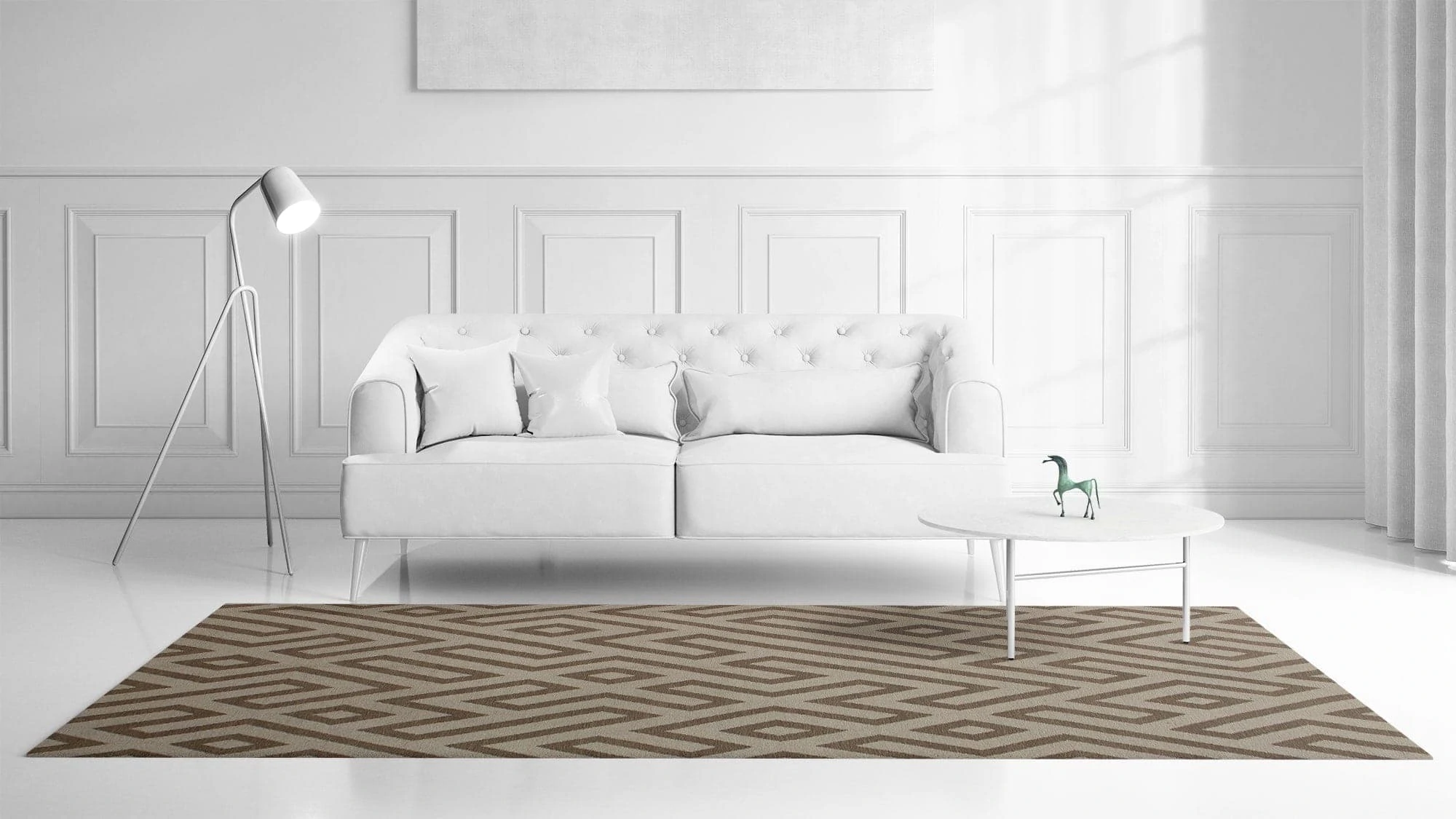 kelim - vector maze - 1528 - 2.40 x 1.70m - Mae Rugs Template - Front View The Vector Maze - Biscuit - Image 1